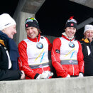 Wednesday it was Canada's turn. Alex Harvey (right) and Devon Kershaw meets Queen Sonja and King Harald after winning the men's team sprint (Photo: Lise Åserud / Scanpix)